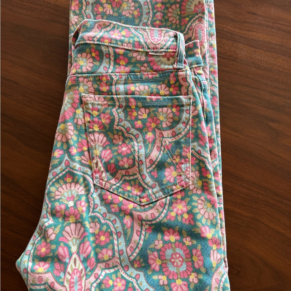 MOTHER Floral Ankle Jeans - Blue and Pink
